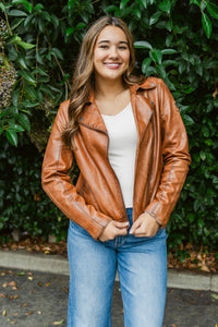 Fayola Featherweight Leather Moto Jacket