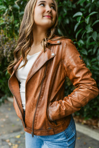 Fayola Featherweight Leather Moto Jacket