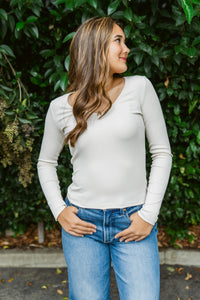 Petra Ribbed V-Neck Long Sleeve