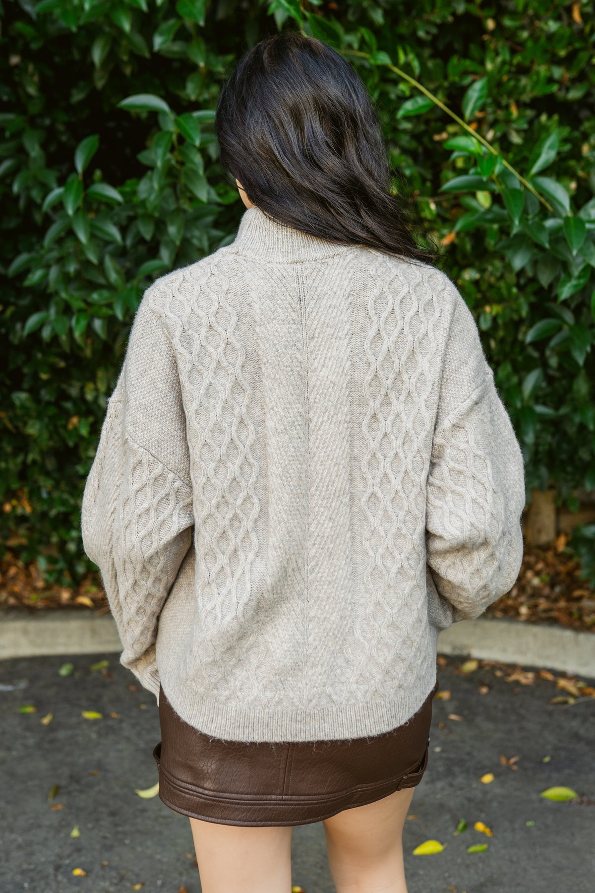 Miley Cable Knit Mock Neck Sweater