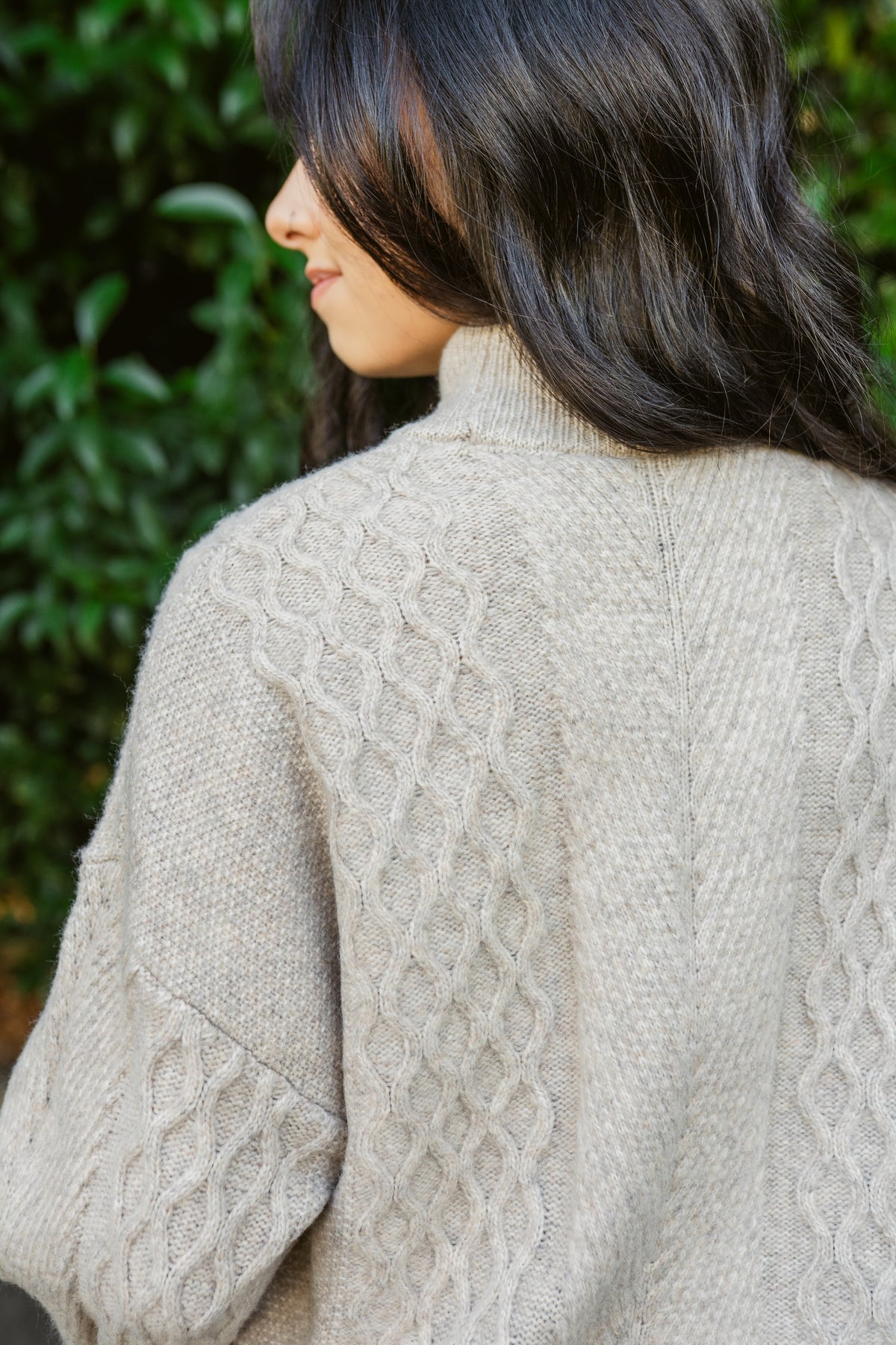 Miley Cable Knit Mock Neck Sweater