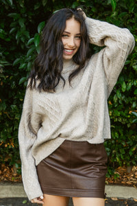 Miley Cable Knit Mock Neck Sweater