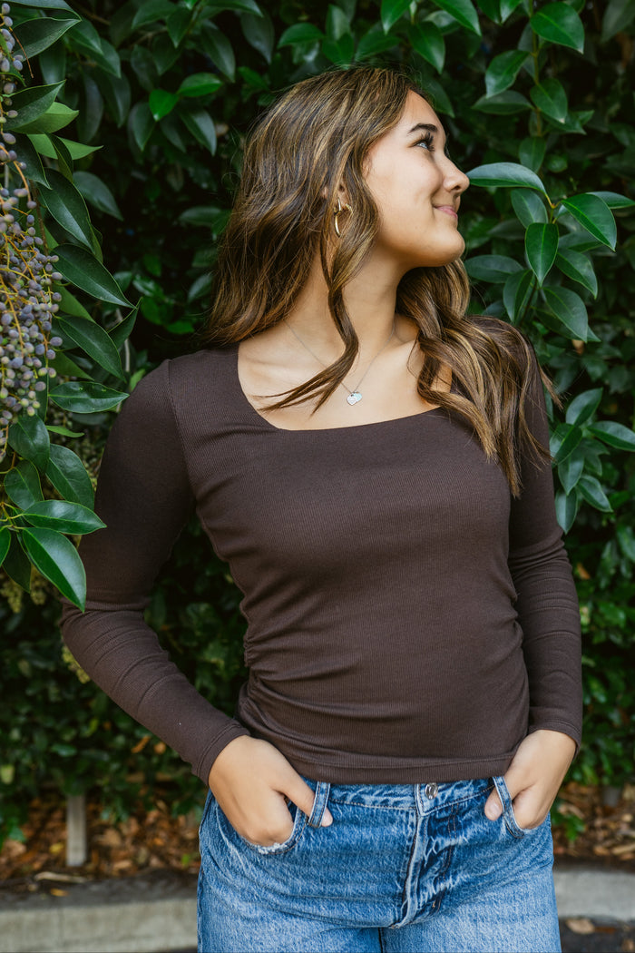 Sarah Square Neck Long Sleeve Top