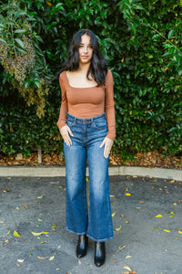 Classic Clean Hem Wide Leg Crop Saige Denim