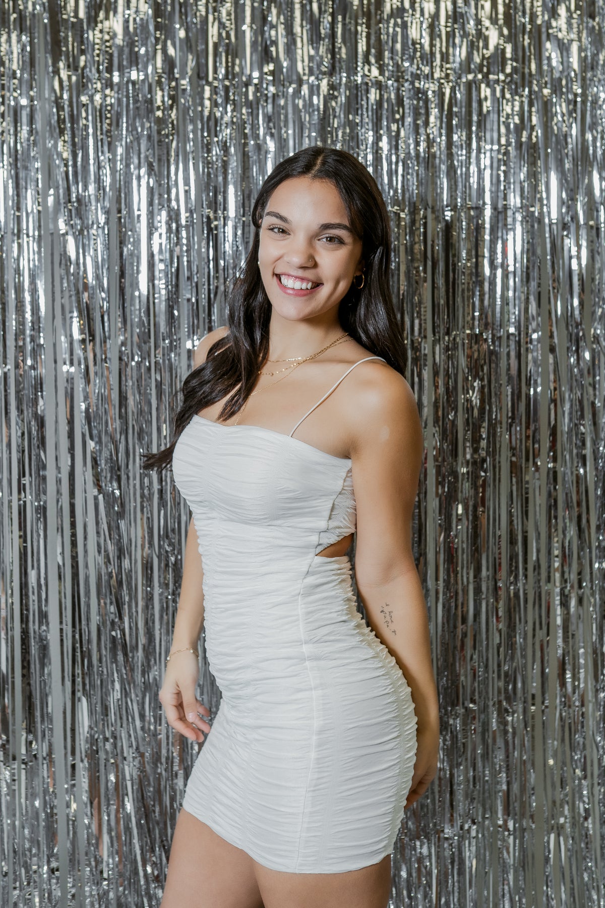 Ruched Sleeveless Mini Dress