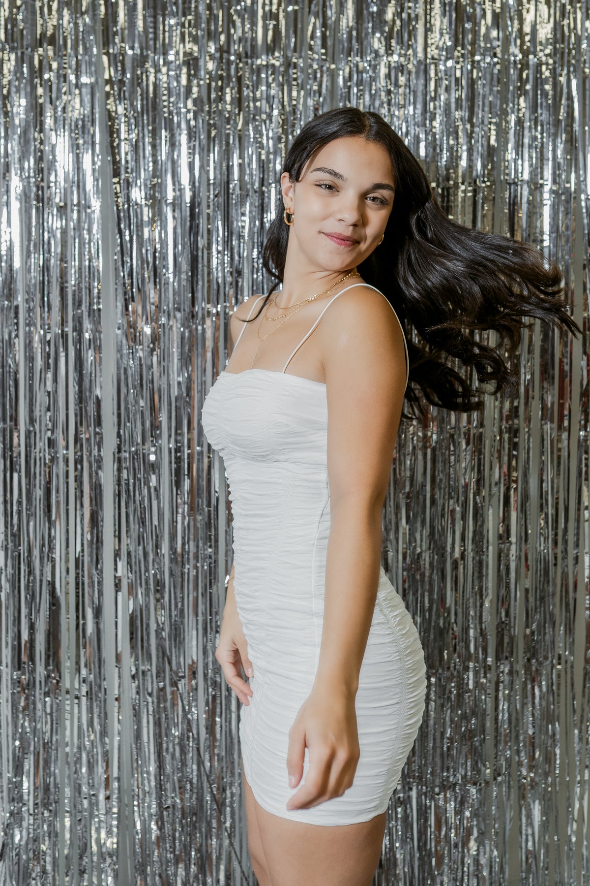 Ruched Sleeveless Mini Dress