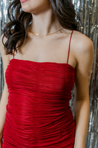 Ruched Sleeveless Mini Dress