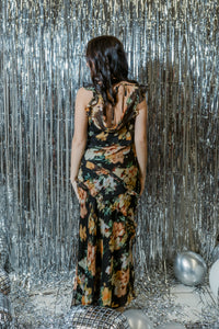 Alinta Floral Ruffle Maxi Dress W/ Slit