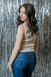 Champagne Problems Boat Neck Sequin Top