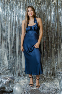 Morrigan Ruffle Halter Top Maxi Dress