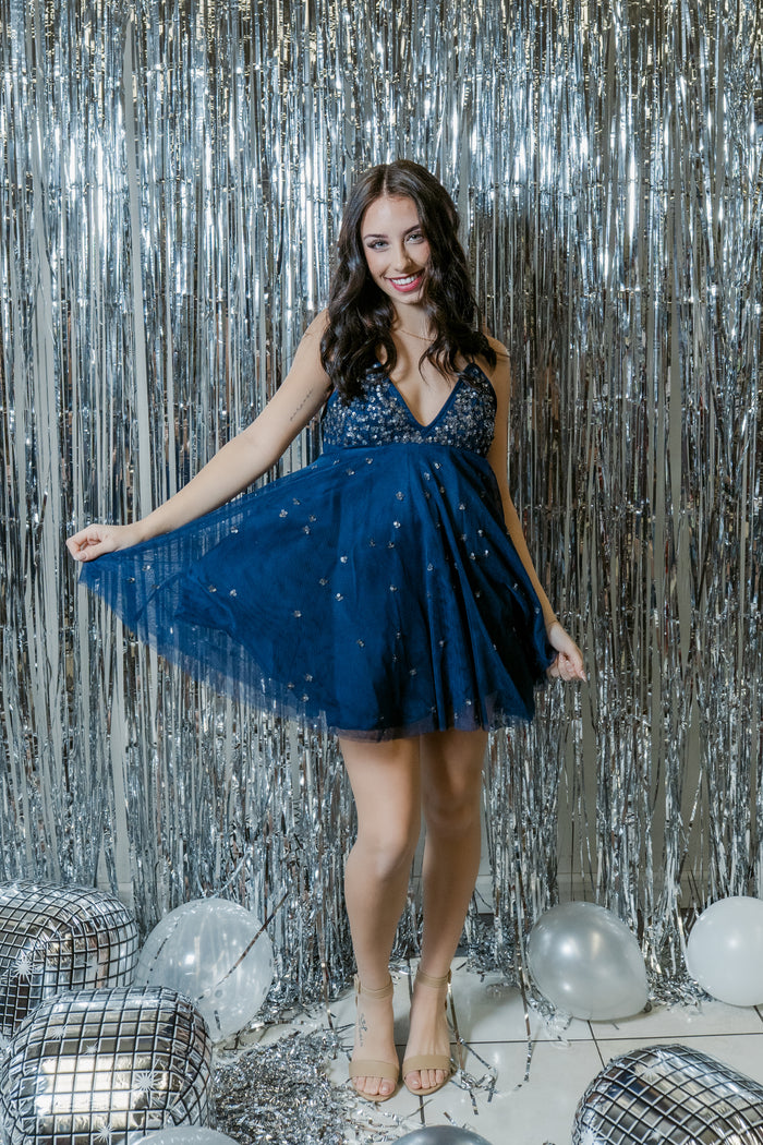 Noel's Cosmic Mini Babydoll Dress