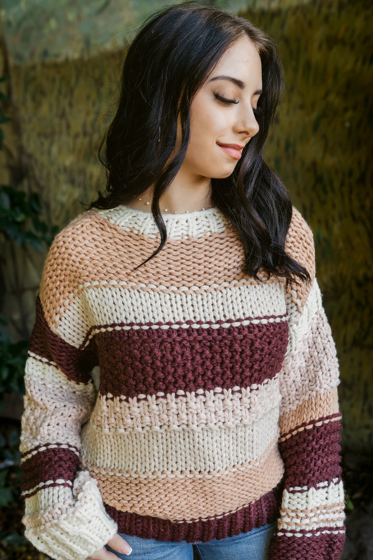 Butter Pecan Chunky Colorblock Knit Sweater