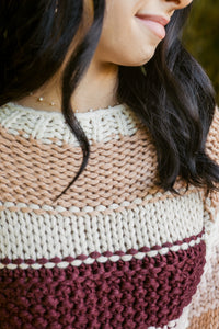 Butter Pecan Chunky Colorblock Knit Sweater