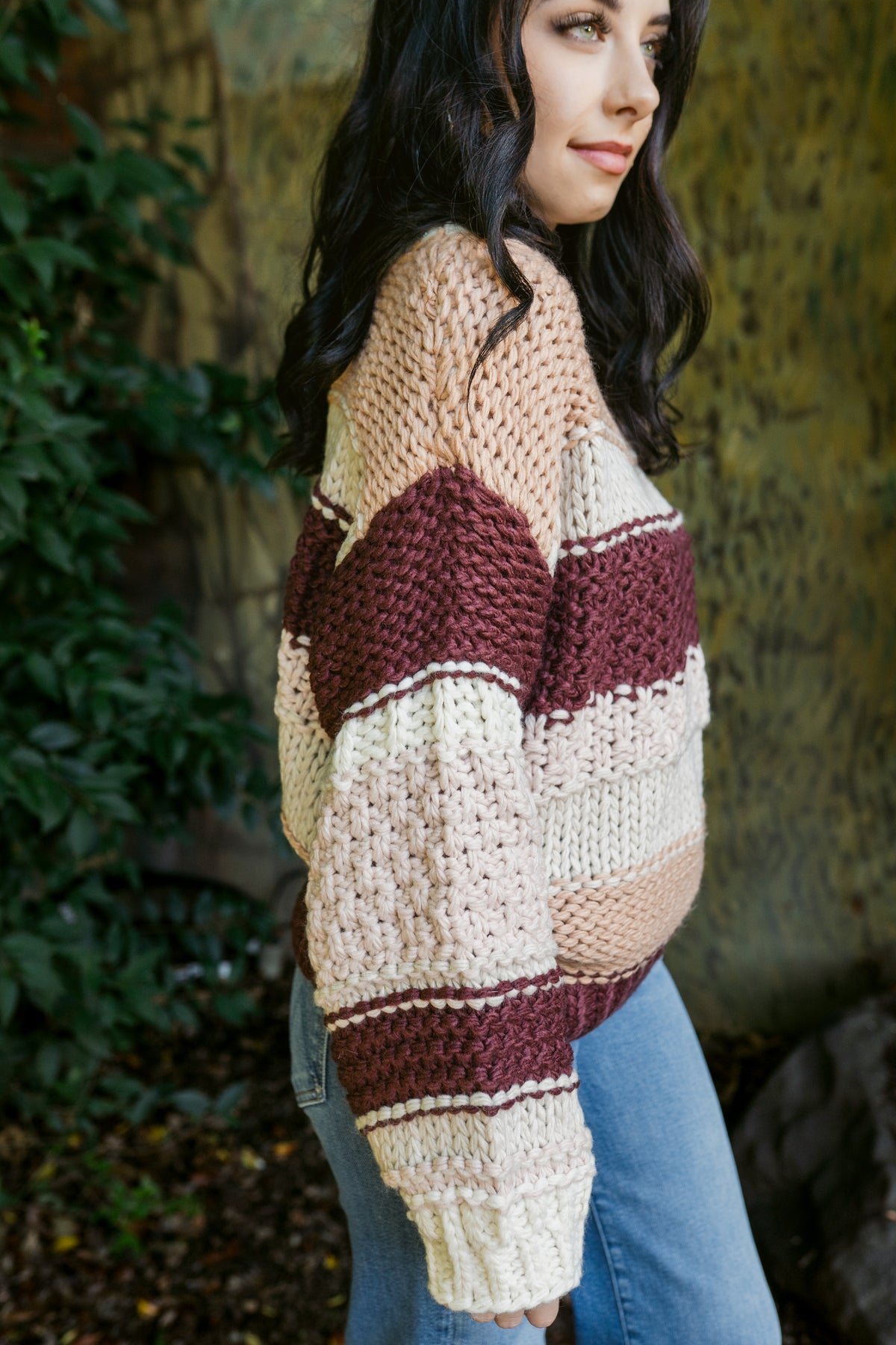 Butter Pecan Chunky Colorblock Knit Sweater