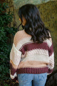 Butter Pecan Chunky Colorblock Knit Sweater