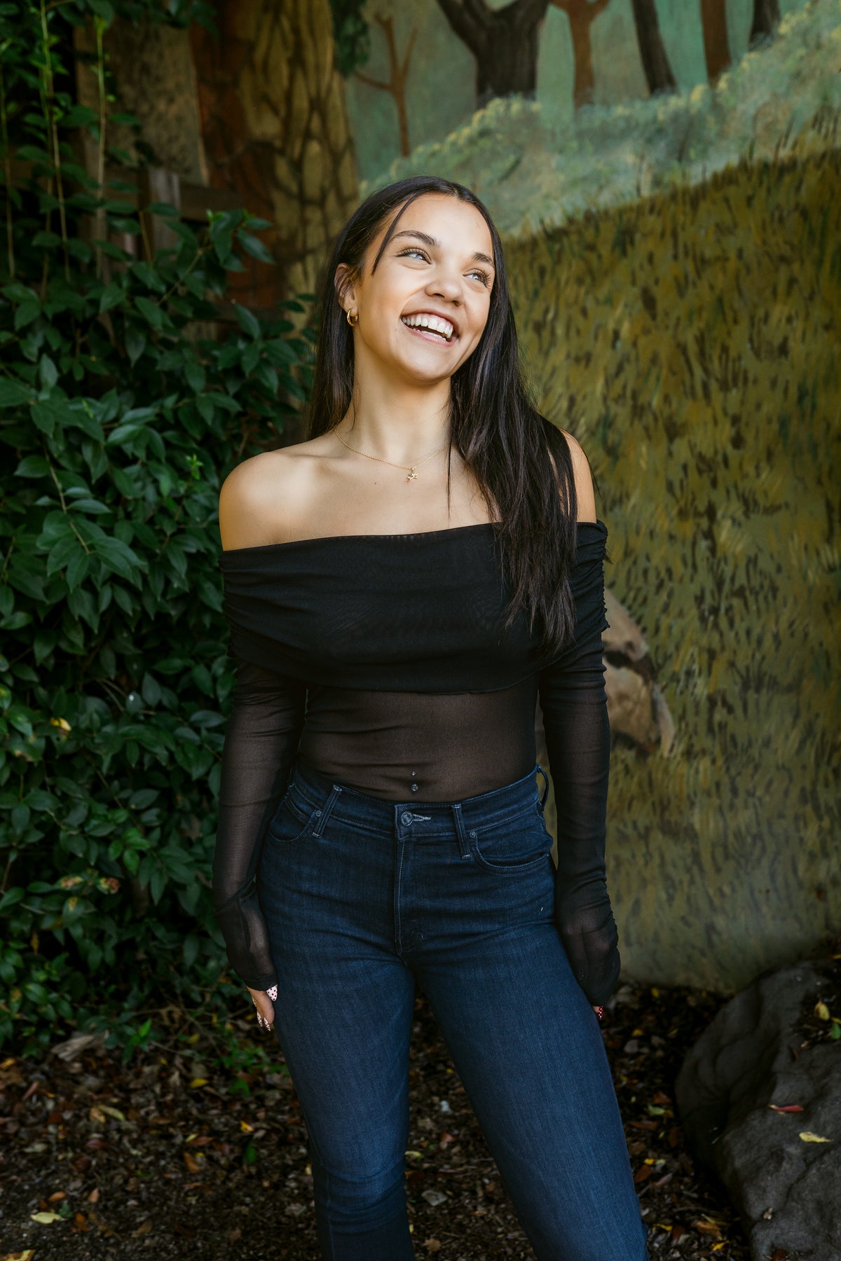 Forget Me Not Mesh Off The Shoulder Bodysuit