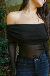Forget Me Not Mesh Off The Shoulder Bodysuit