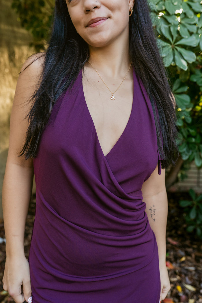 Flirt Alert Halter Plunge Wrap Dress