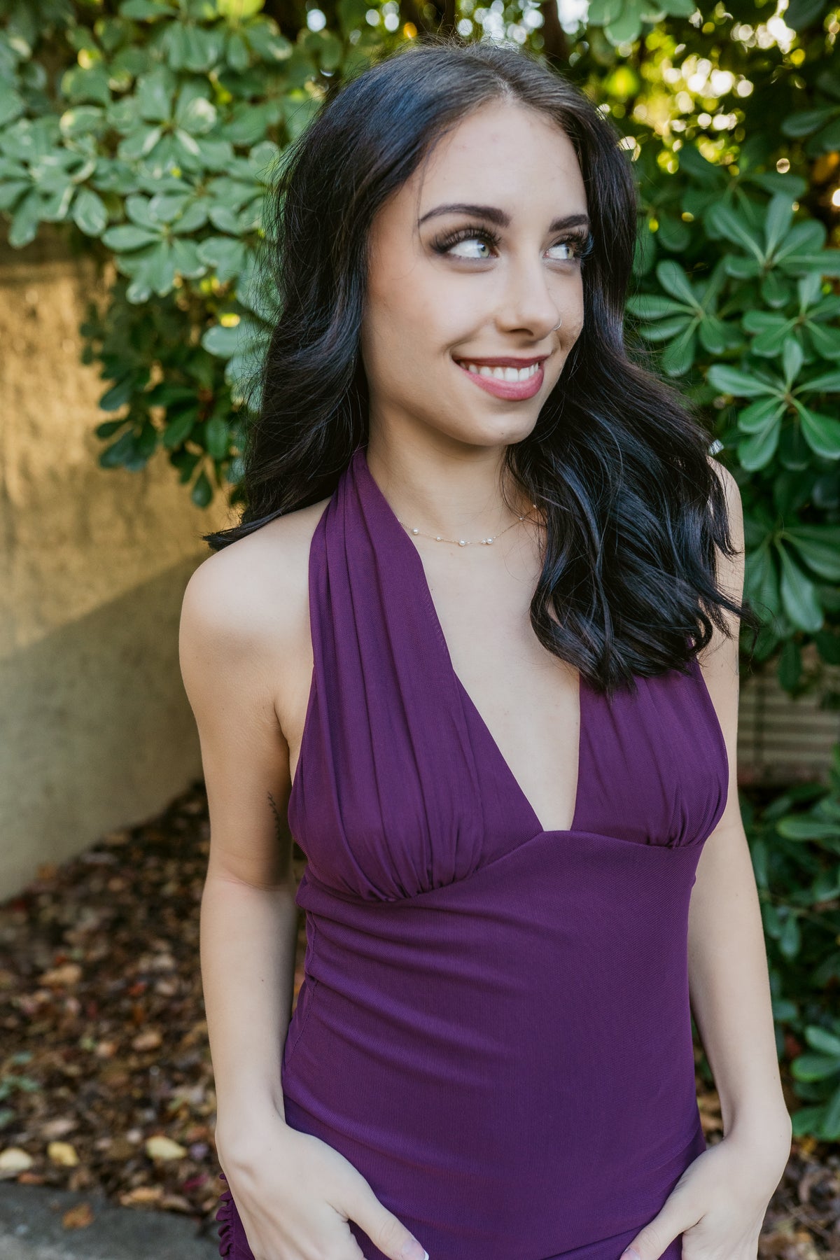 Amara Halter Ruched Mini Dress Plum / Medium Amara Halter Ruched Mini Dress Plum / Medium