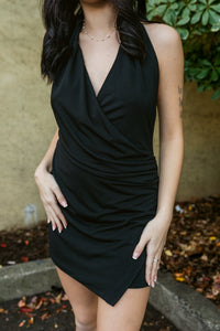 Flirt Alert Halter Plunge Wrap Dress