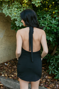 Flirt Alert Halter Plunge Wrap Dress