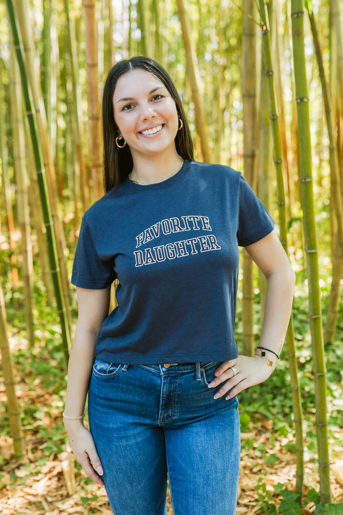 Favorite Daughter Cropped Collegiate Short Sleeve Tee