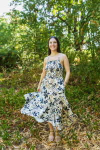 Dusk and Ivory Floral Midi