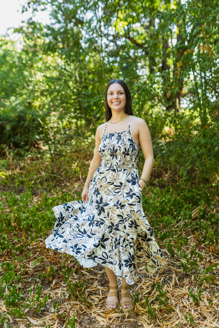 Dusk and Ivory Floral Midi