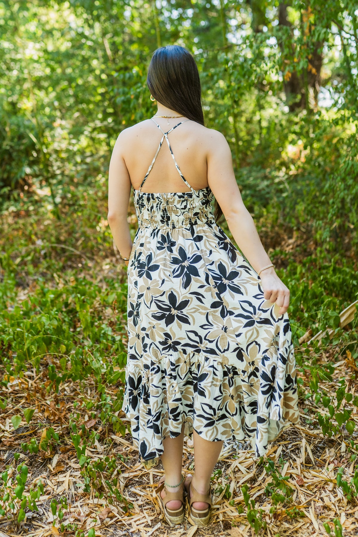 Dusk and Ivory Floral Midi
