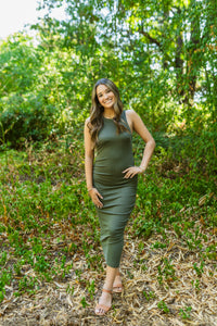 Wren Ultra Ribbed Ruched Midi Dress
