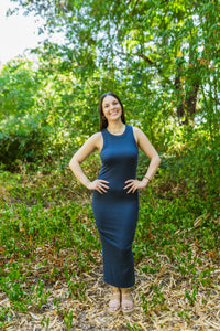 Wren Ultra Ribbed Ruched Midi Dress