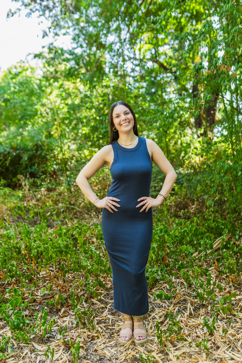 Wren Ultra Ribbed Ruched Midi Dress
