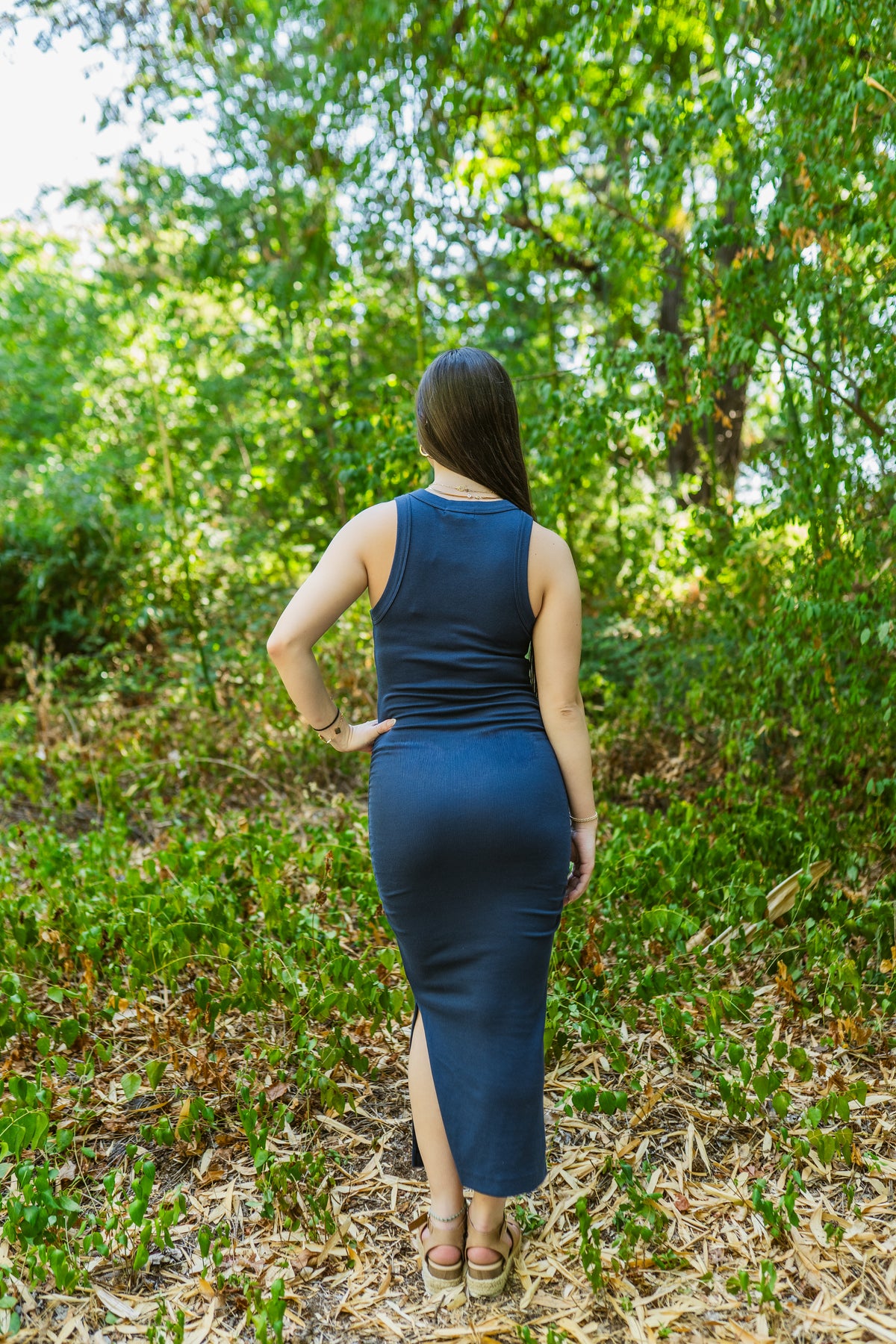 Wren Ultra Ribbed Ruched Midi Dress