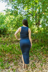 Wren Ultra Ribbed Ruched Midi Dress