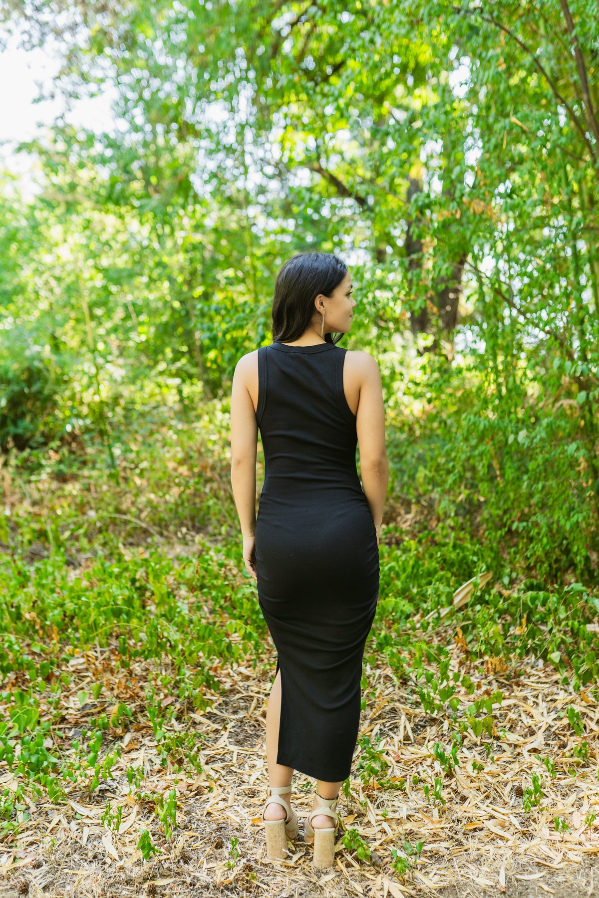 Wren Ultra Ribbed Ruched Midi Dress