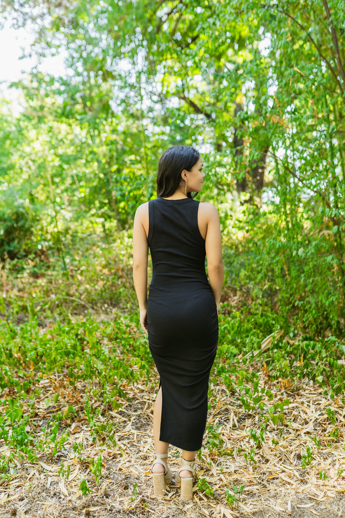 Wren Ultra Ribbed Ruched Midi Dress