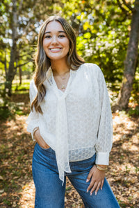 Rainne Long Sleeve Blouse W/ Neck Bow Tie