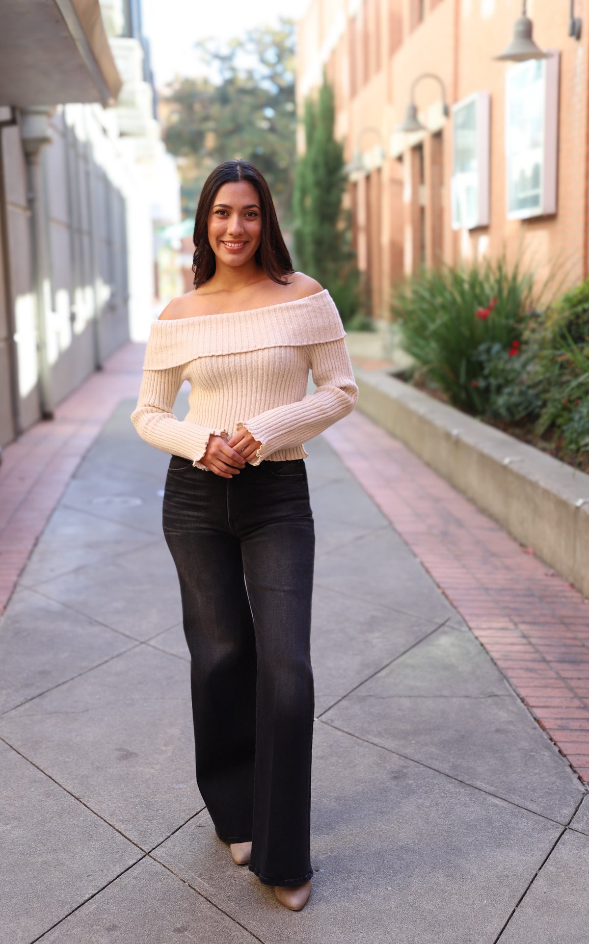 Isabel Fold Over Off-the-Shoulder Sweater