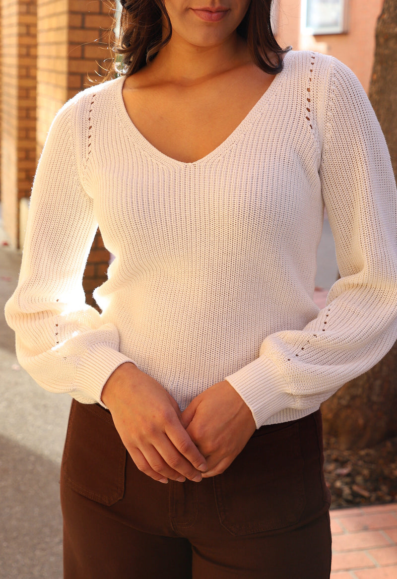 Knit Detail V-Neck Sweater