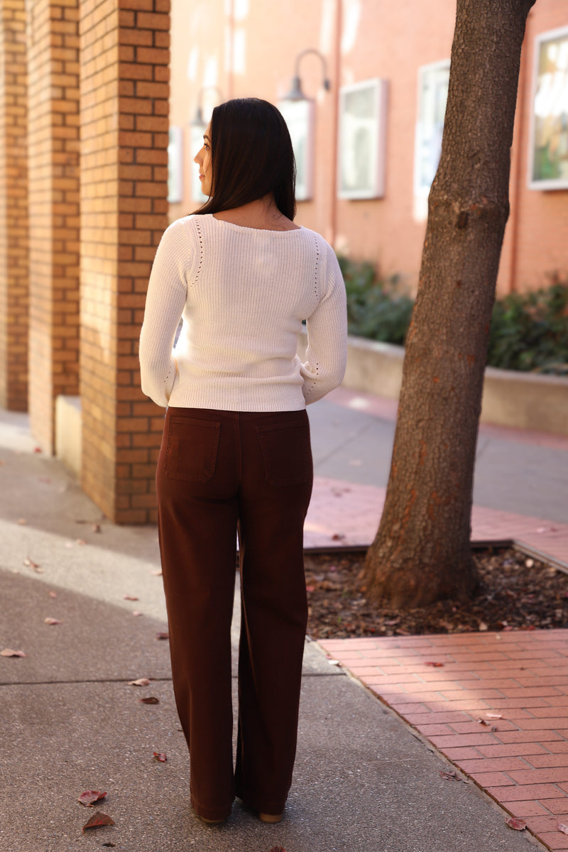 Knit Detail V-Neck Sweater