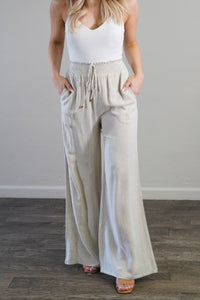 Soft Linen Smocked Waist Pant