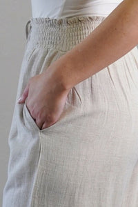 Soft Linen Smocked Waist Pant