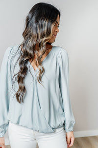 Long Sleeve Surplice Blouse