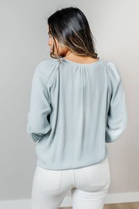 Long Sleeve Surplice Blouse