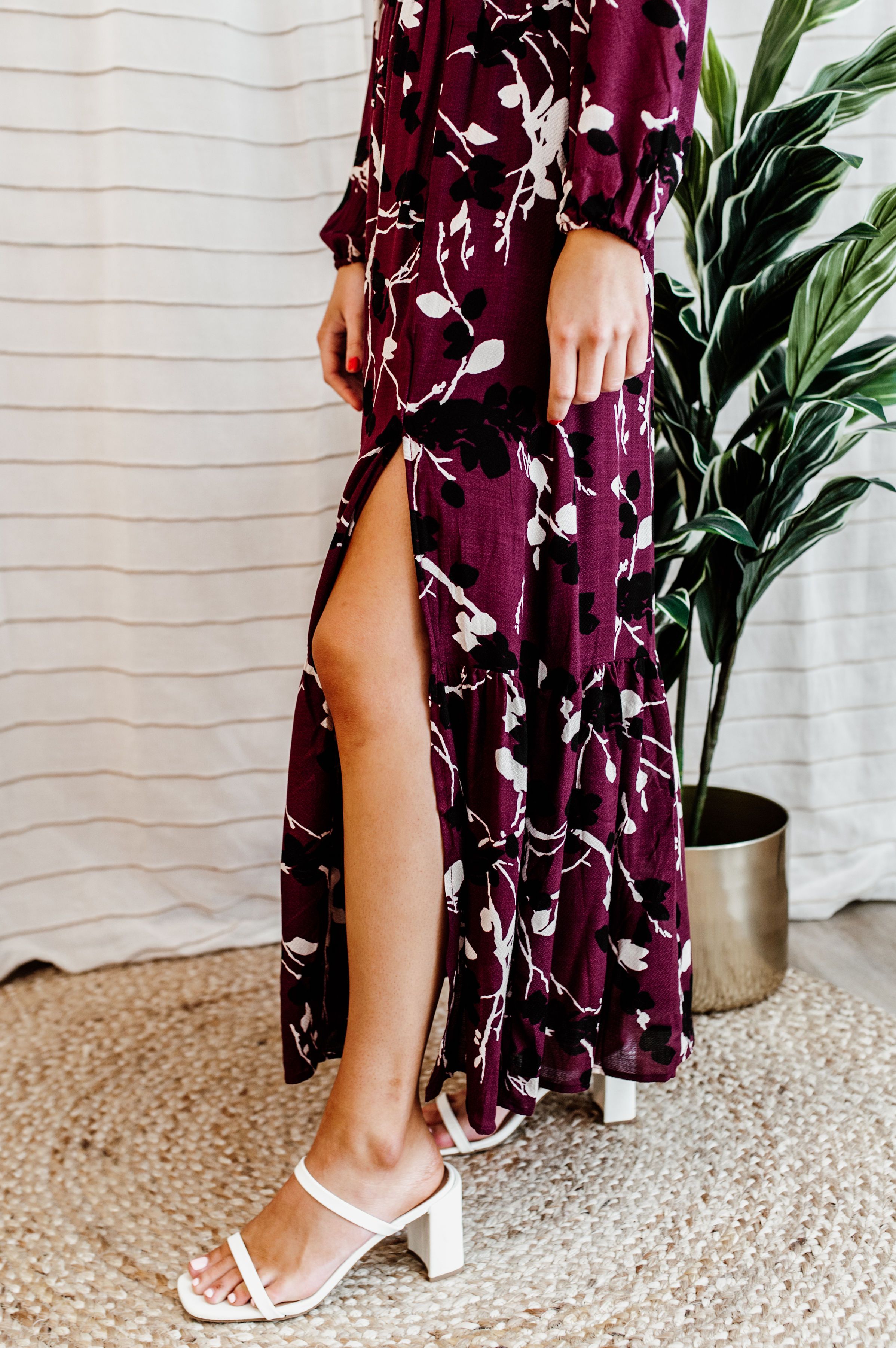 Burgundy long sleeve sales lace maxi dress