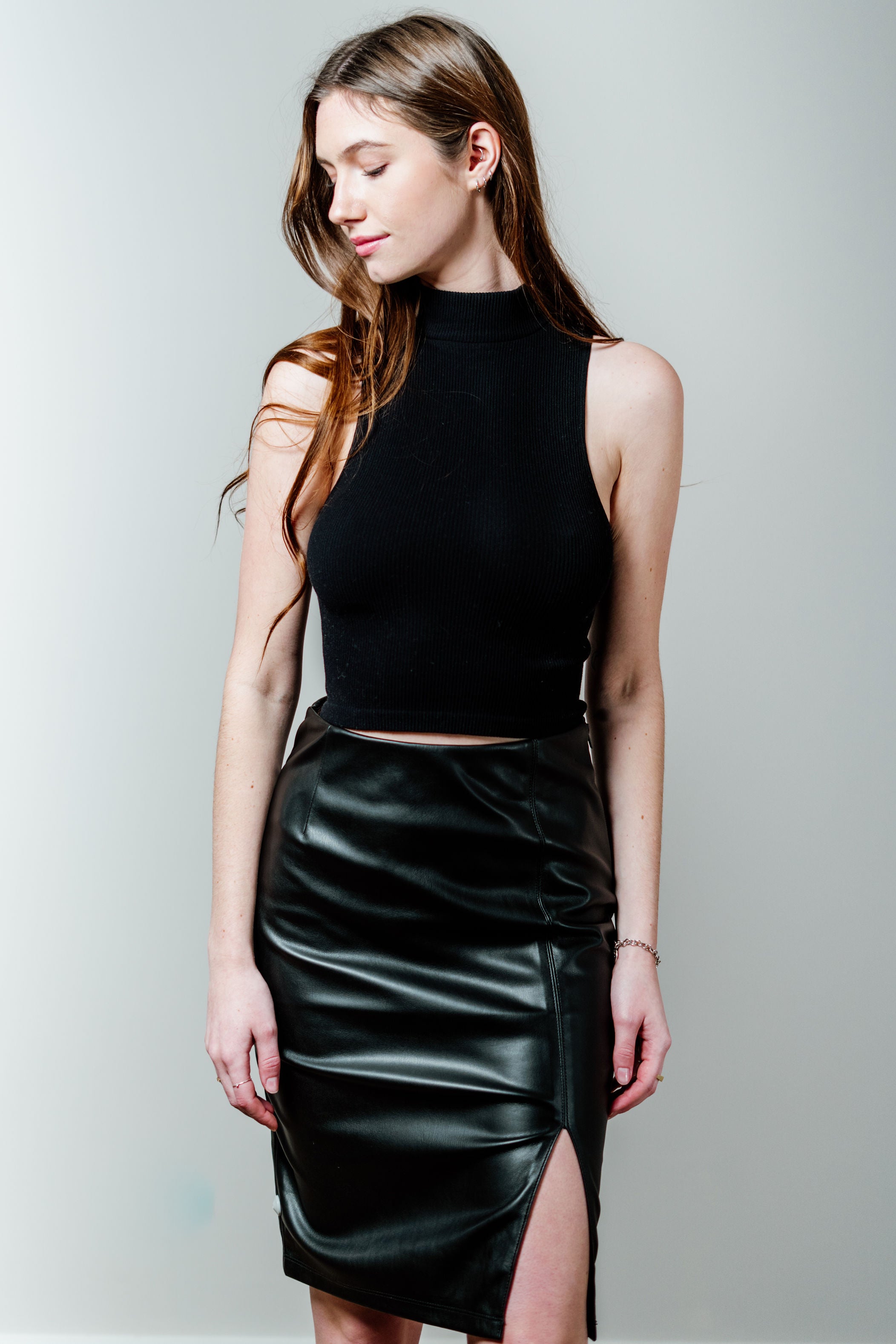 Leather skirt hotsell midi length