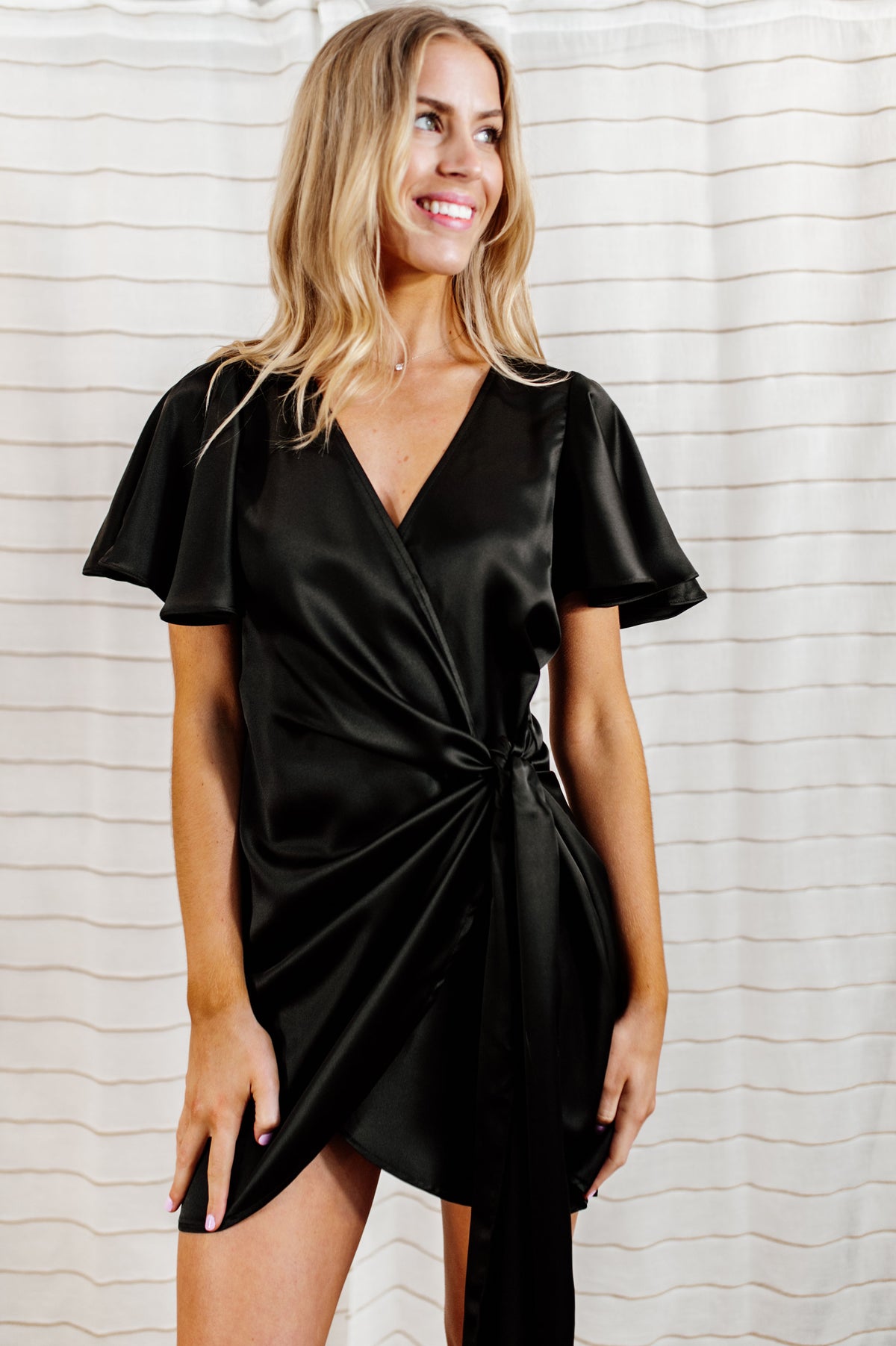 SWAK Designs Sexy Black Eternity Wrap Short Dress, Versatile Party Festive  Fun 