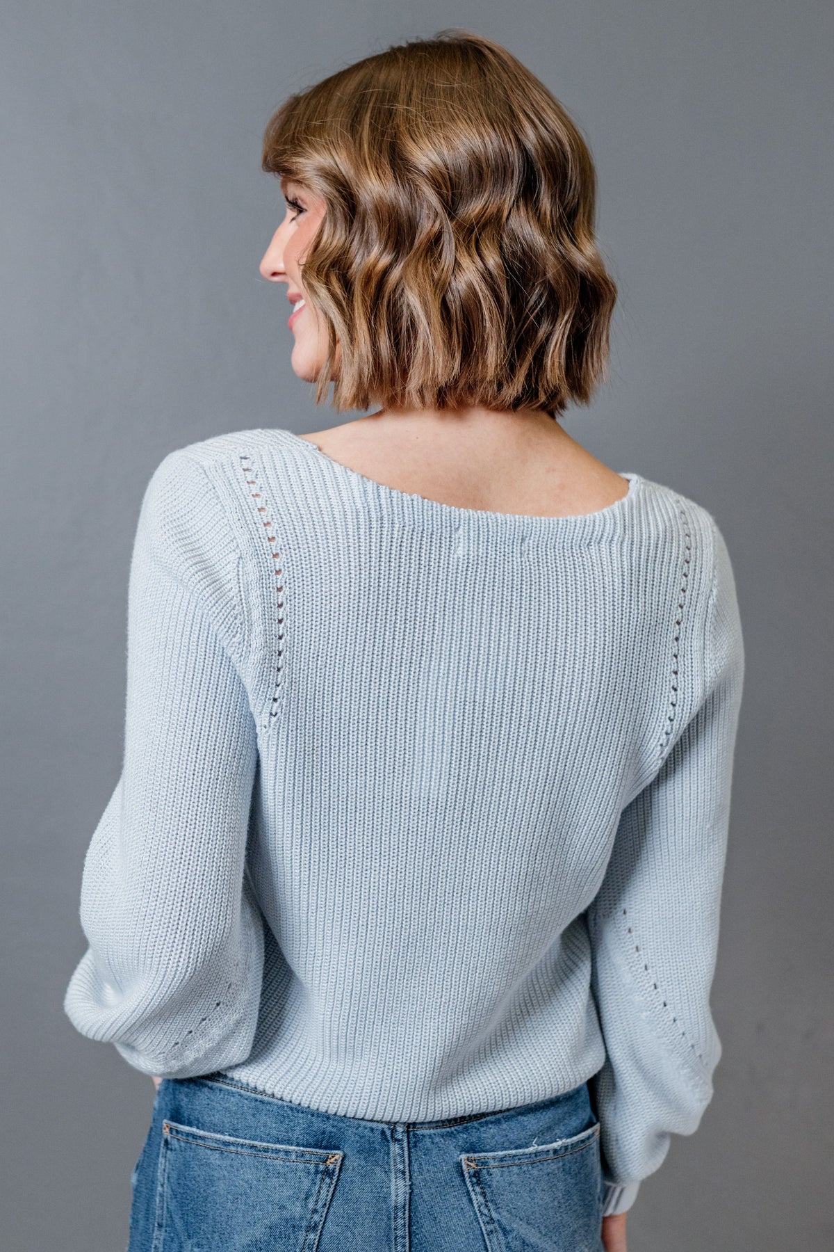 Knit Detail V-Neck Sweater