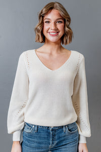 Knit Detail V-Neck Sweater
