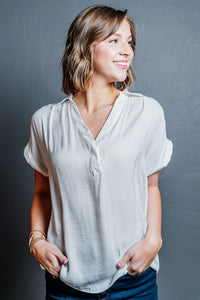 Half Placket Short Sleeve Blouse